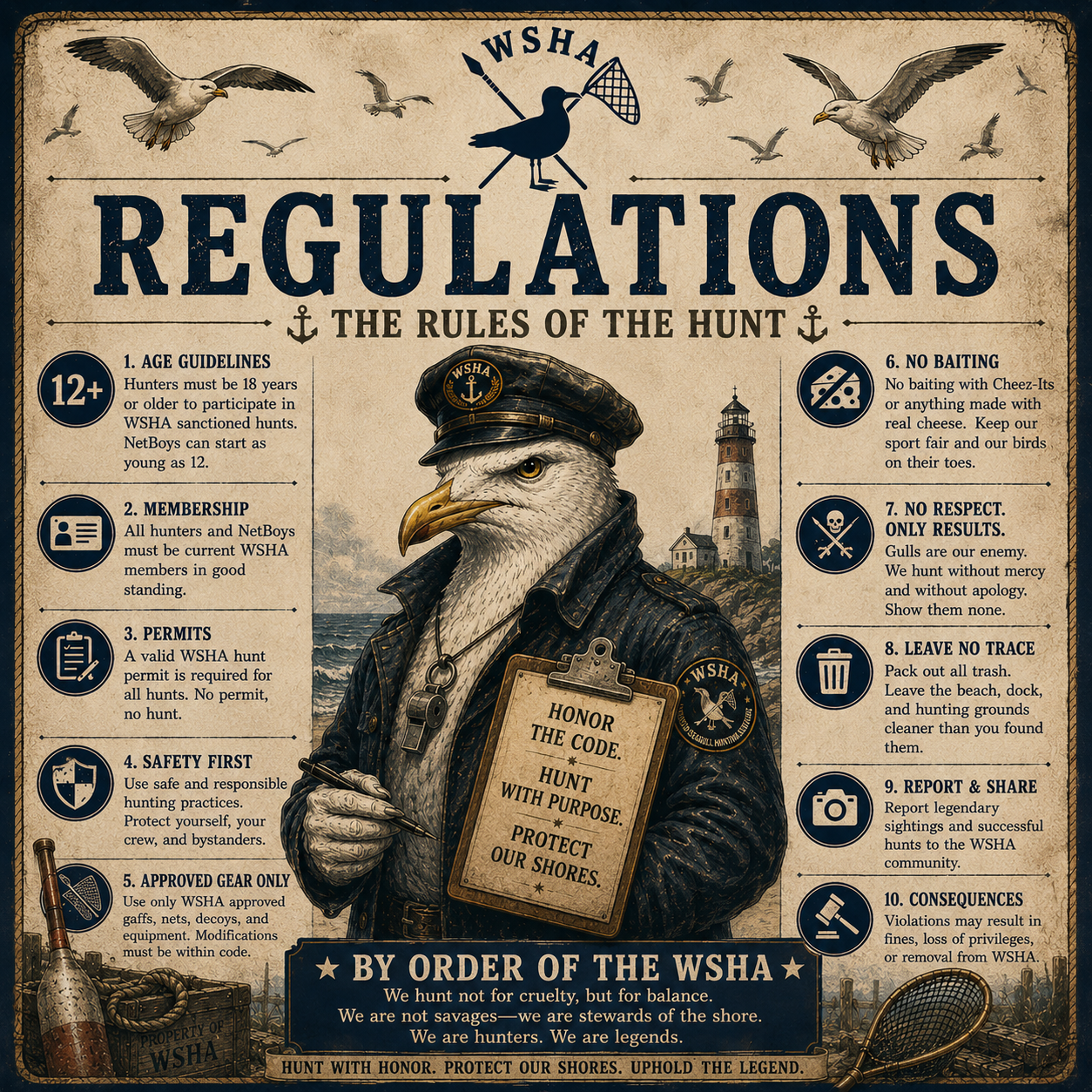 Word Seagull Hunting Association - Regulations Word Seagull Hunting Association - Regulations Image outlining common regulations checklist